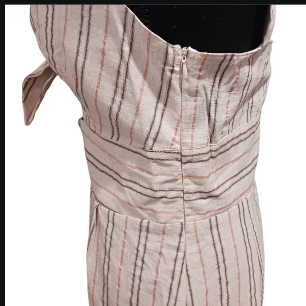 Bershka Striped Tie Front Keyhole Shorts Romper - Picture 7 of 12